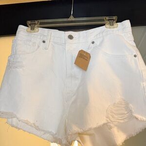 Levi's White Distressed Jean Shorts
